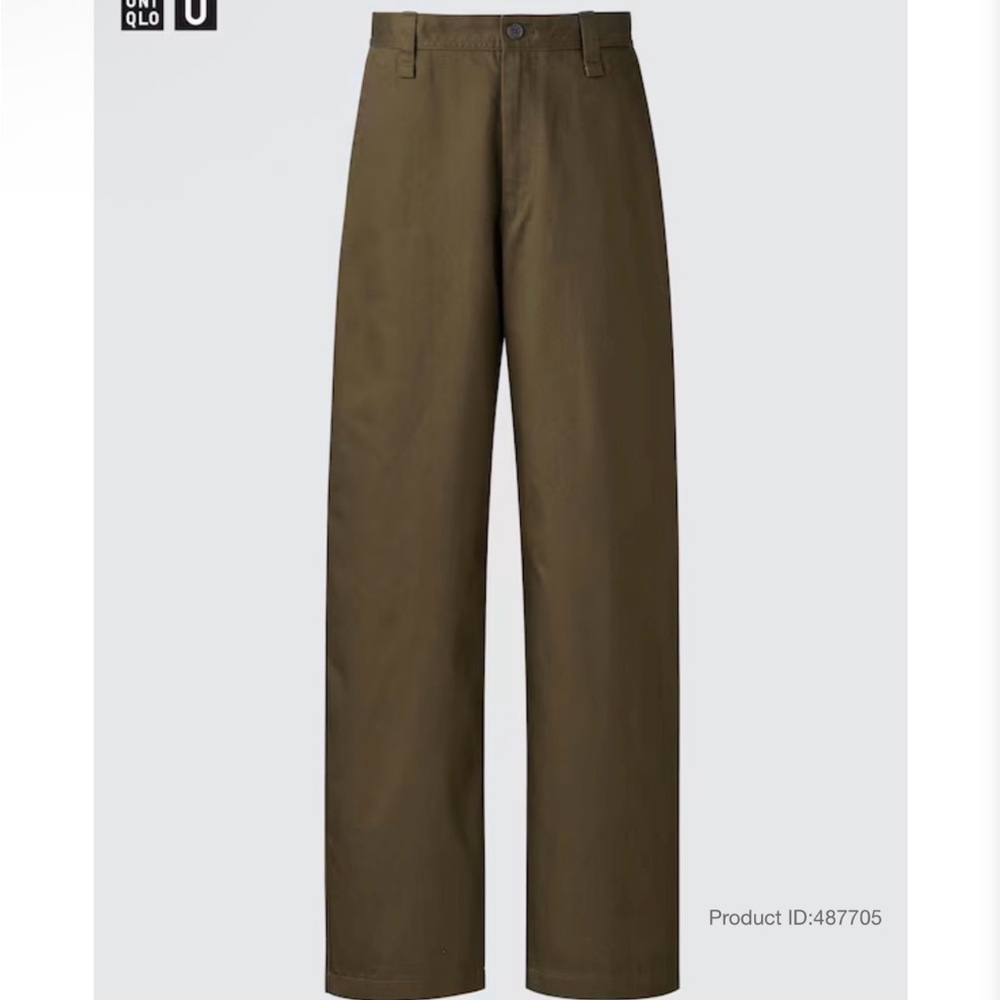 Uniqlo Men's Olive Green Straight Chinos